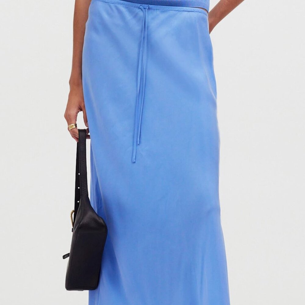 🌟 Madewell Silk Slip Skirt – Cornflower Blue – NWT 🌟